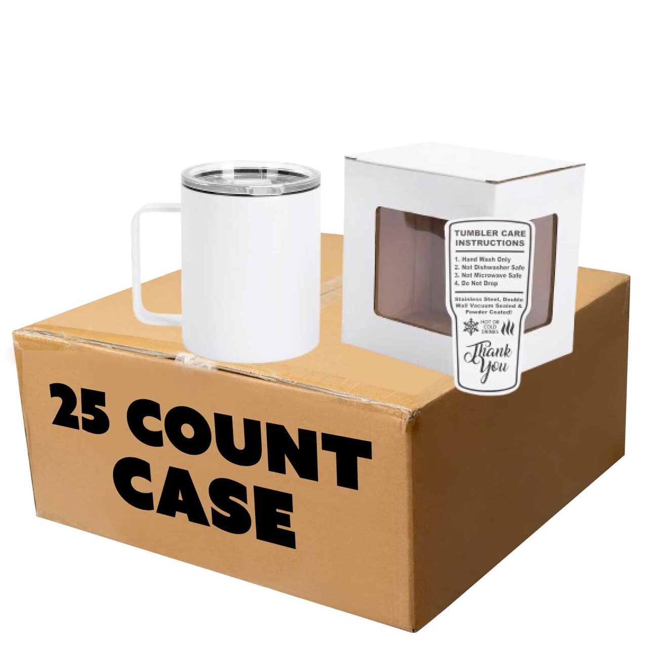 Makerflo 12 oz Powder Coated Camper Mug with Leak-Proof Clear Lid, Ideal for Craft and Personalization (Laser Engraving, UV DTF, Epoxy, and Vinyl)